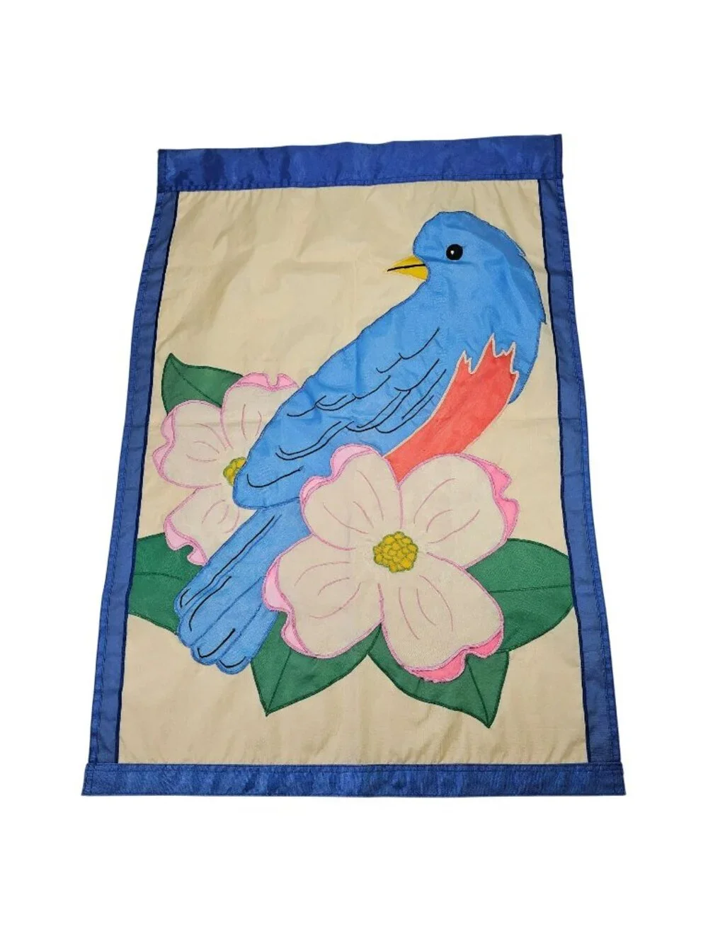 Bluebird & Dogwood Flowers Spring Outdoor Garden Flag Applique 26x39